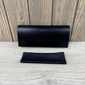 YSL Yves Saint Laurent Black Leather Eyeglasses Case With Cloth